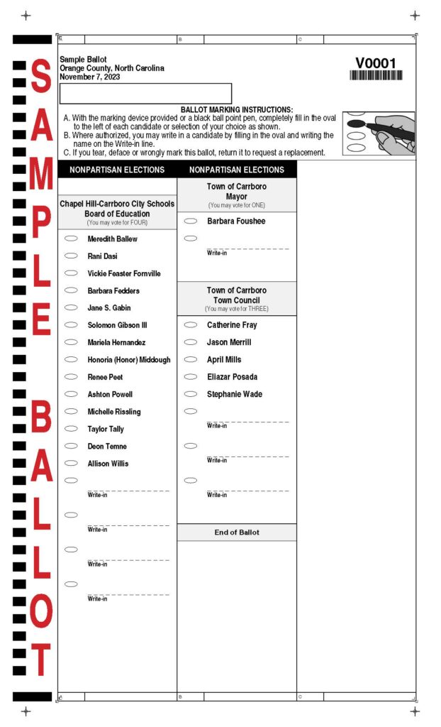 Sample ballot orange county carrboro